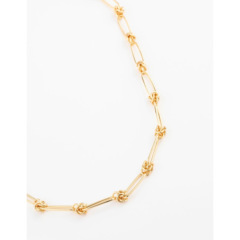 Gold Plated Open Link Knotted Pendant Necklace
