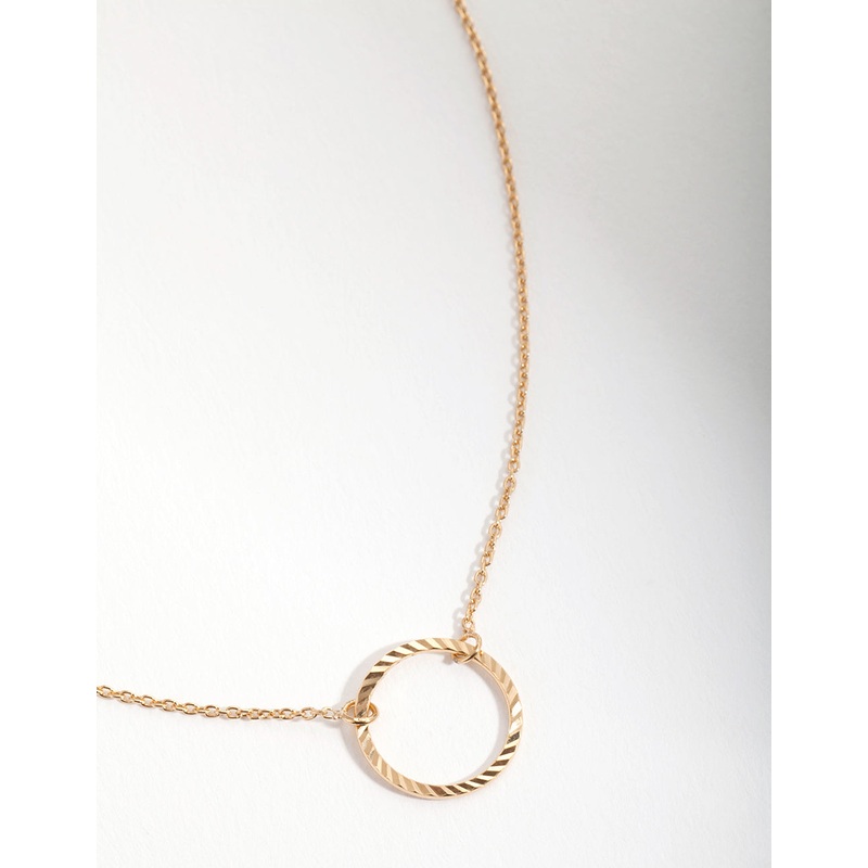 Gold Plated Sterling Silver Diamond Cut Circle Necklace