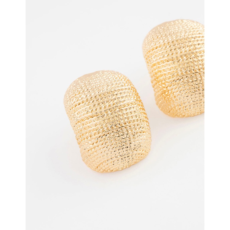 Gold Plated Textured Bold Stud Earrings