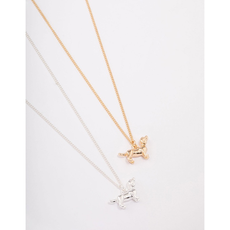 Mixed Metal 3D Dog Charm Necklace Pack