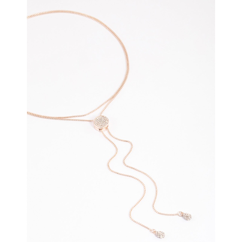 Rose Gold Diamante Adjustable Chain Necklace