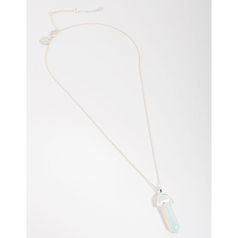 Silver Plated Moonstone Shard Necklace