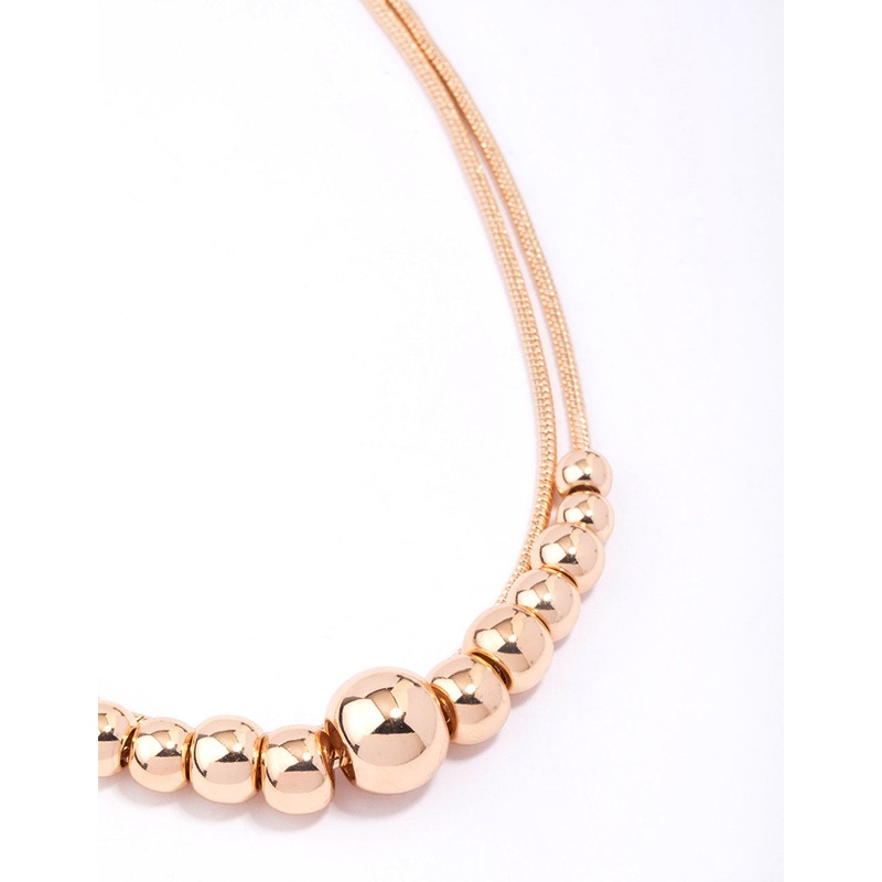 Gold Graduating Ball Layered Necklace