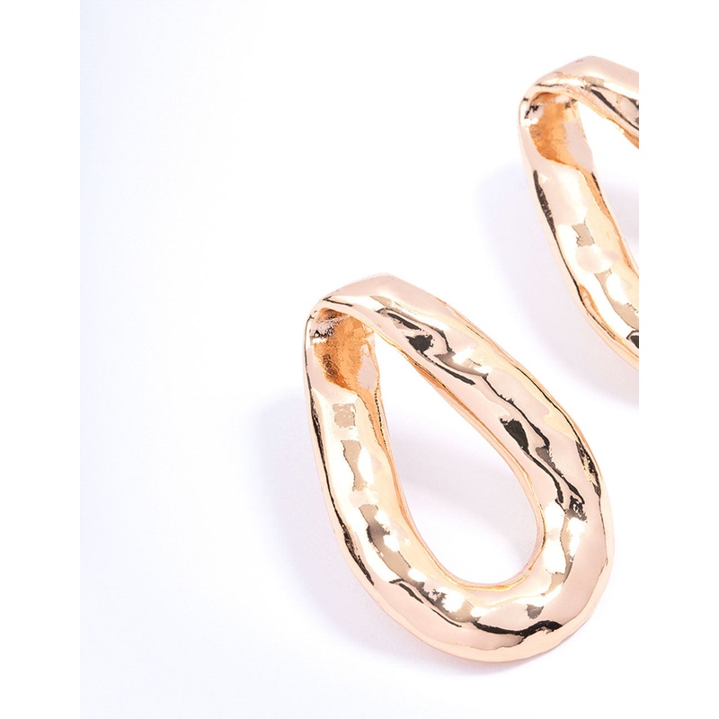 Gold Hammered Small Teardrop Earrings