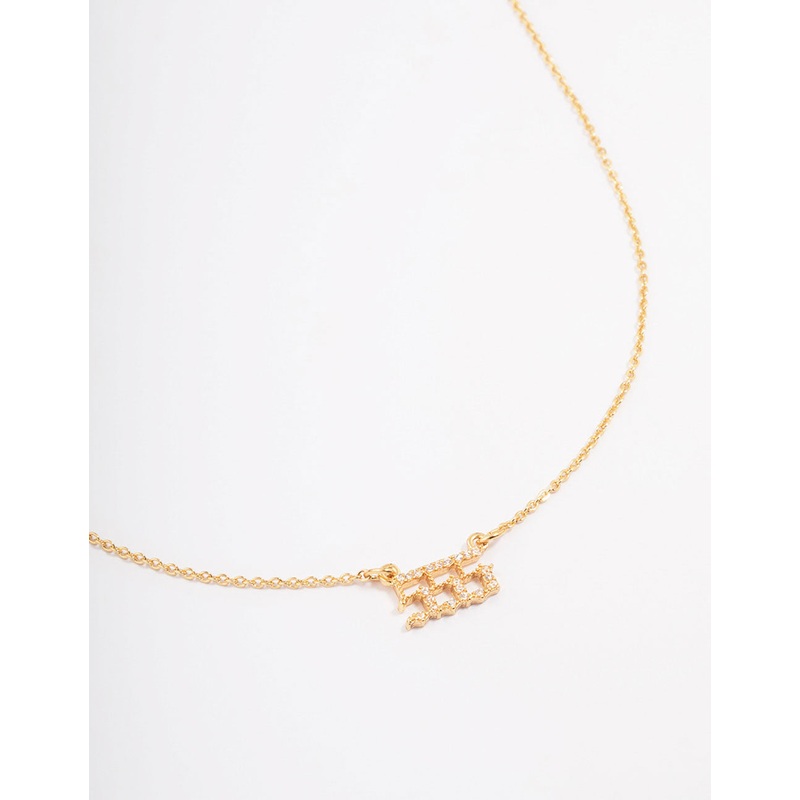 Gold Plated Cubic Zirconia 555 Angel Number Pendant Necklace