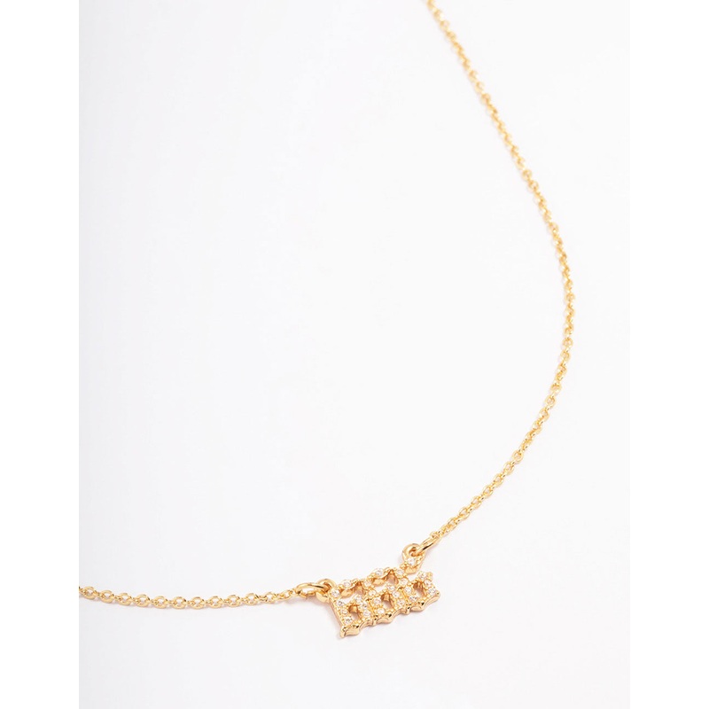 Gold Plated Cubic Zirconia 666 Angel Number Pendant Necklace