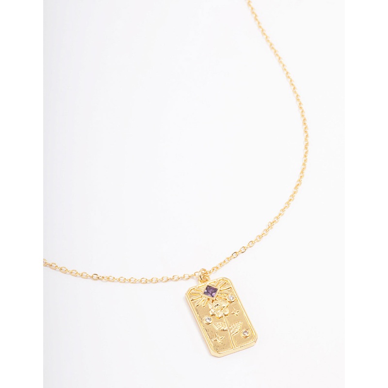 Gold Plated February Birth Month Flower Pendant Necklace