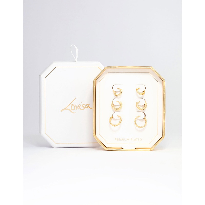 Gold Plated Fine Hoop Earring 3-Pack