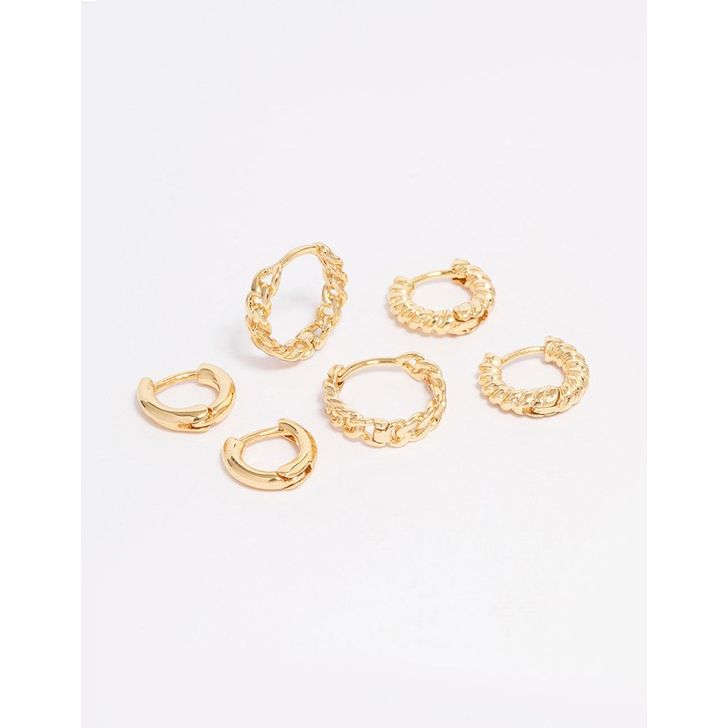 Gold Plated Fine Hoop Earring 3-Pack
