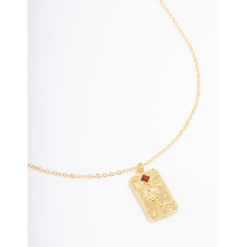 Gold Plated July Birth Month Flower Pendant Necklace