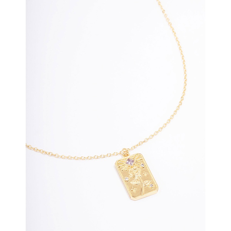 Gold Plated June Birth Month Flower Pendant Necklace