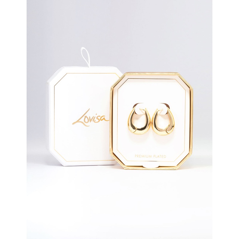 Gold Plated Large Bold Oval Hoop Earrings