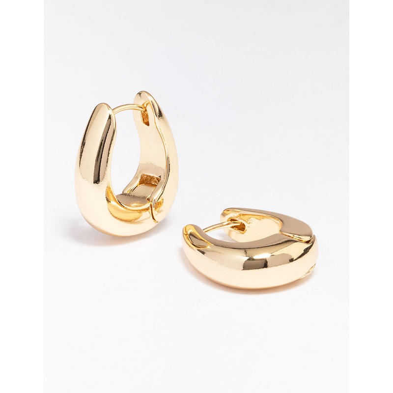 Gold Plated Large Bold Oval Hoop Earrings