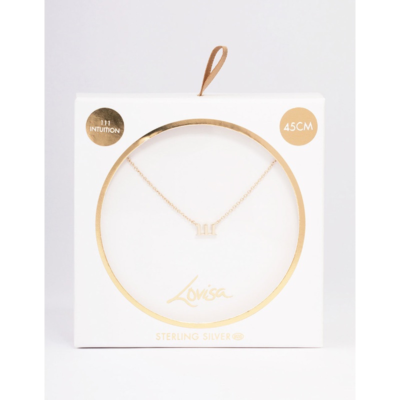 Gold Plated Sterling Silver 111 Angel Number Pendant Necklace