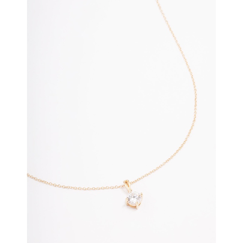 Gold Plated Sterling Silver Solitaire Pendant Necklace