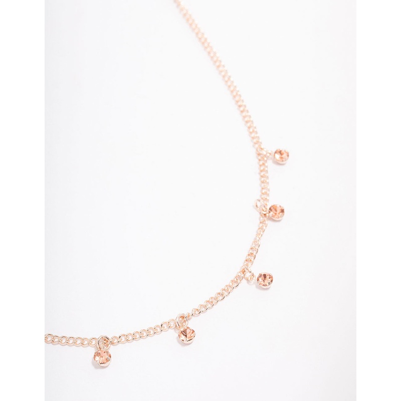 Rose Gold Alternate Diamante Necklace