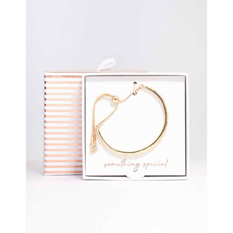 Gold Diamante Cluster Toggle Wrist Cuff