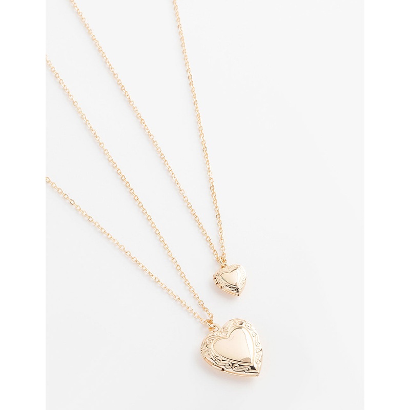 Gold Filigree Heart Locket Necklace Pack