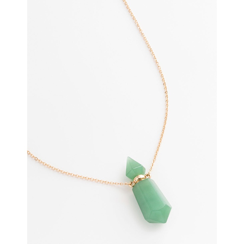 Gold Green Semi-Precious Stone Bottle Necklace