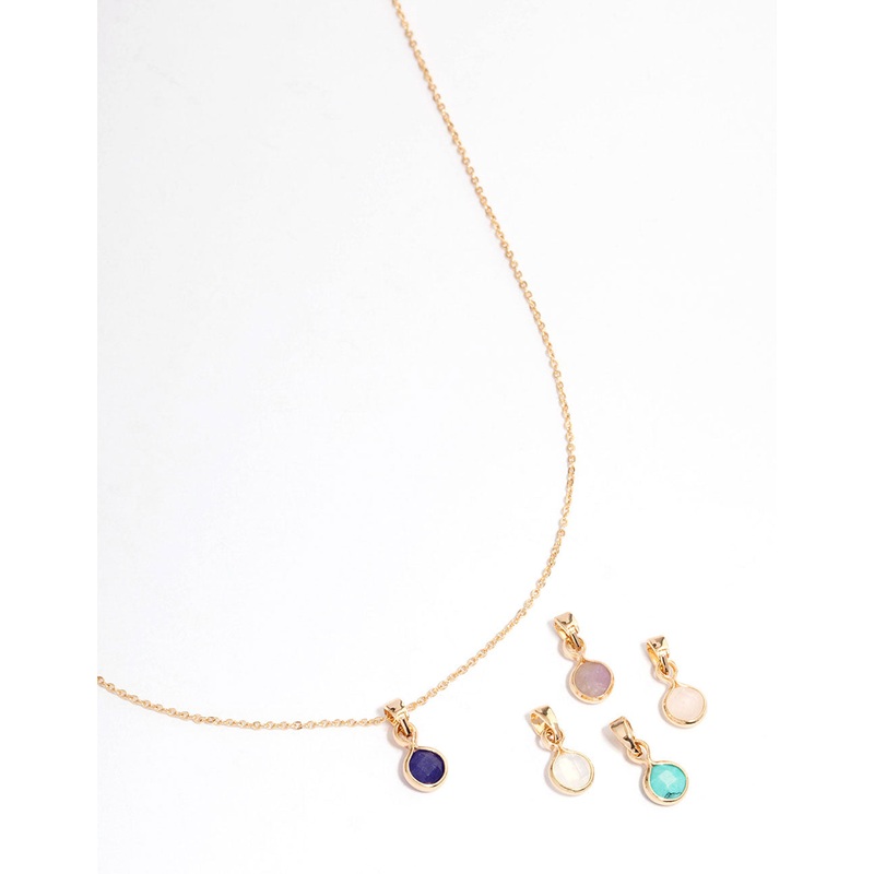 Gold Mixed Semi-Precious Charm Necklace Pack