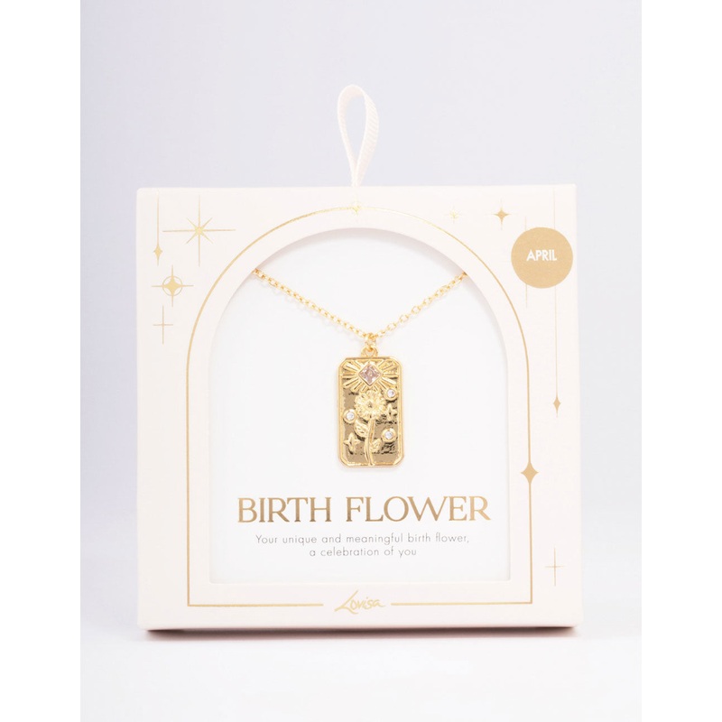 Gold Plated April Birth Month Flower Pendant Necklace