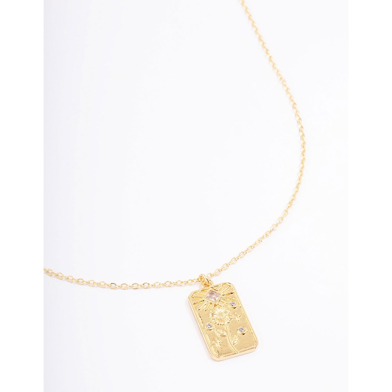 Gold Plated April Birth Month Flower Pendant Necklace