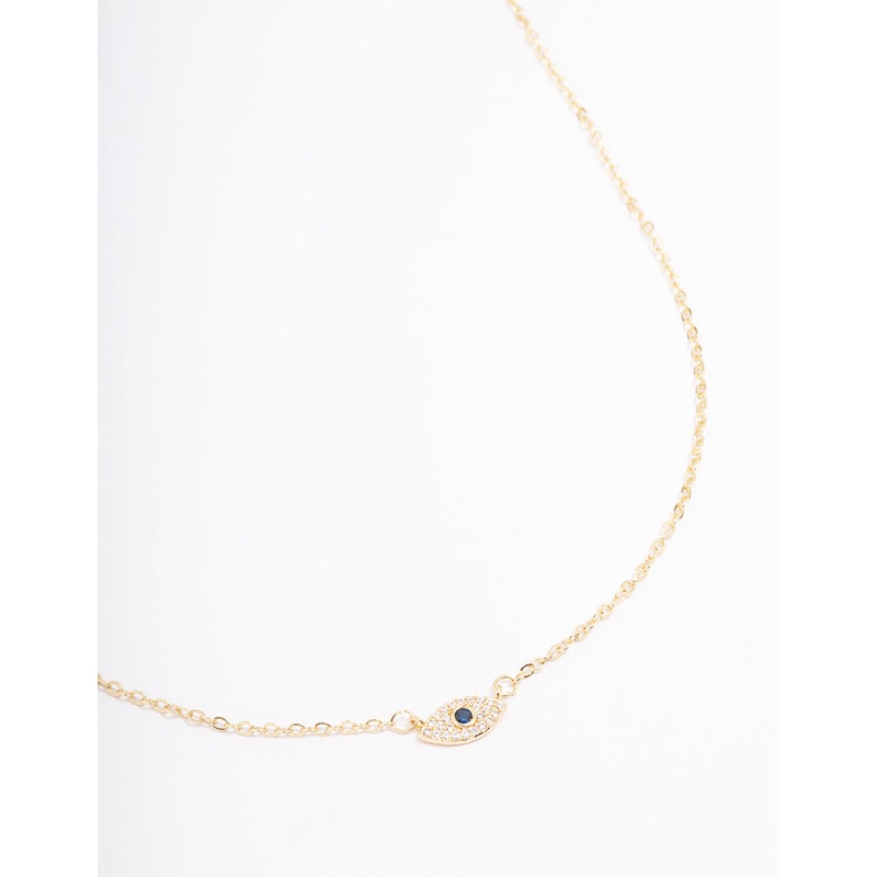 Gold Plated Cubic Zirconia Mini Evil Eye Pendant Necklace