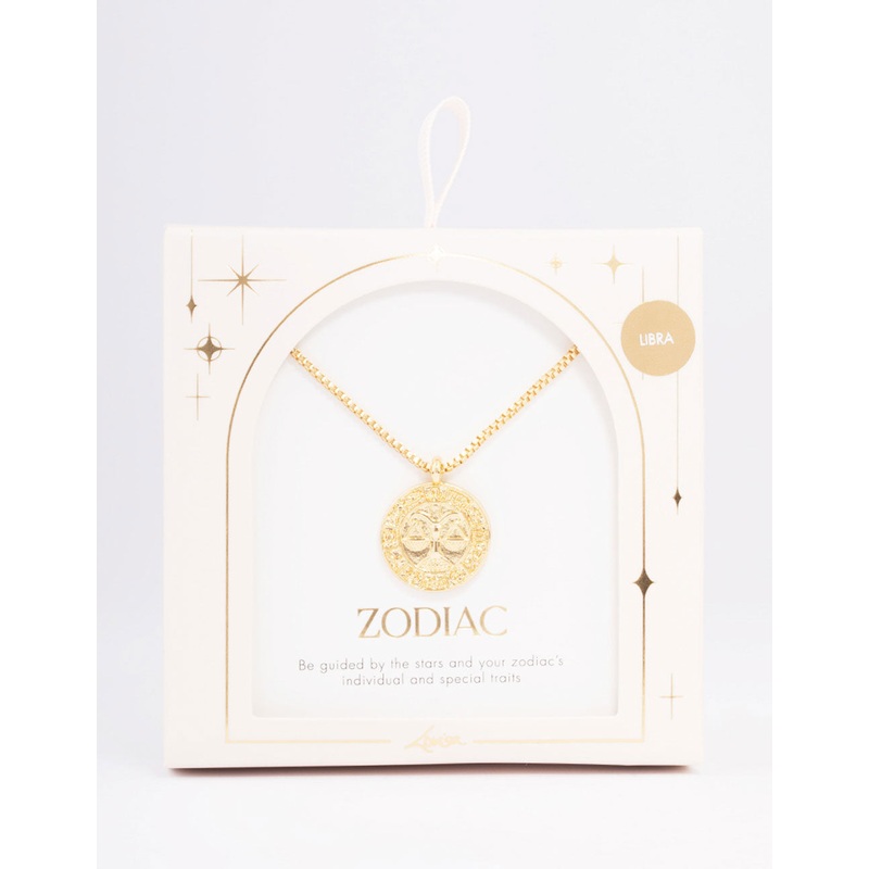 Gold Plated Libra Star Sign Pendant Necklace