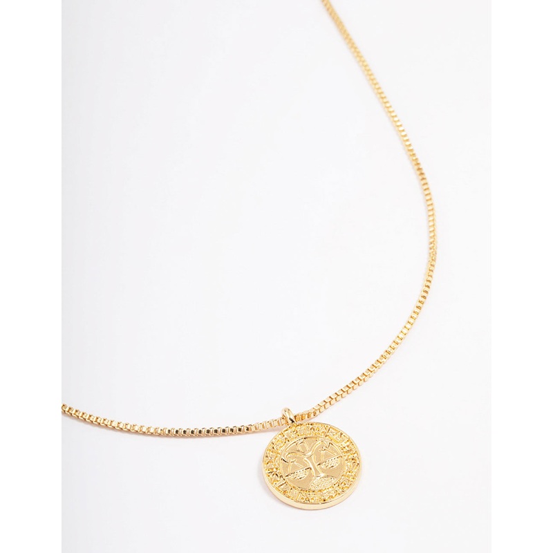 Gold Plated Libra Star Sign Pendant Necklace