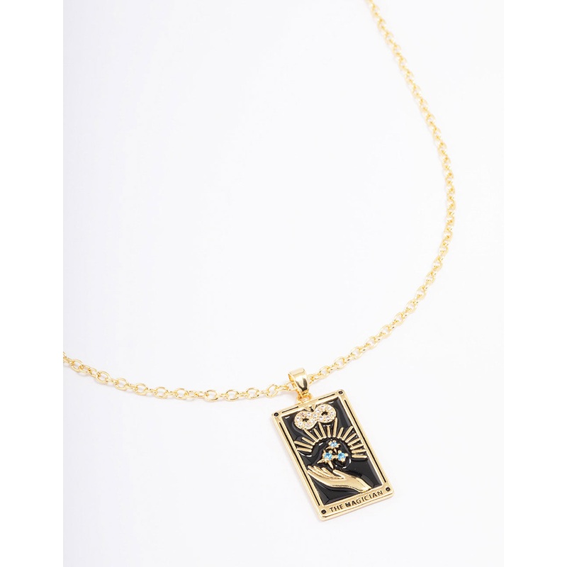 Gold Plated The Magician Tarot Card Pendant Necklace