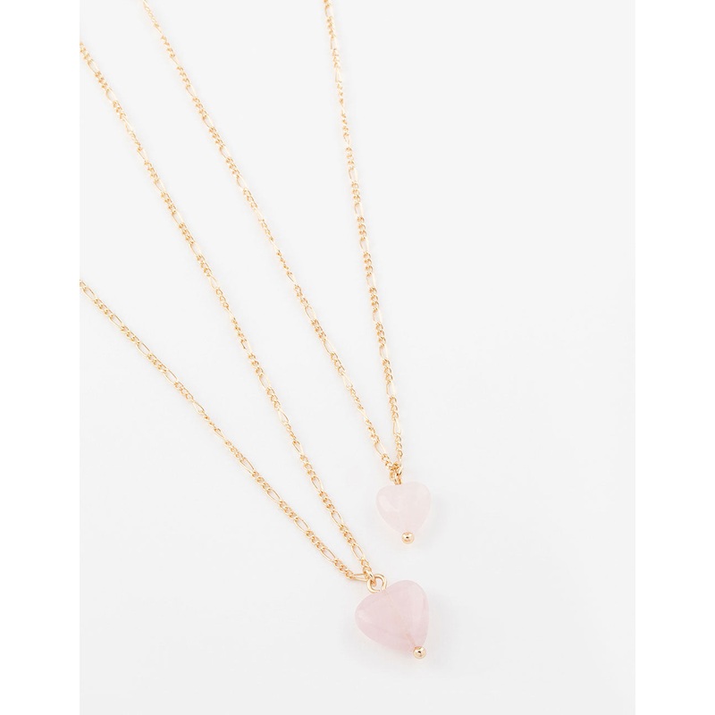 Gold Semi-Precious Mini Heart Necklace Pack