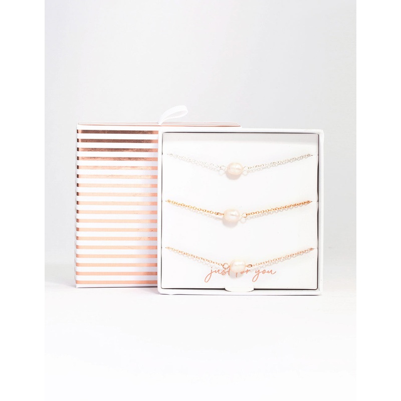 Mixed Metal Classic Freshwater Pearl Bracelet 3-Pack