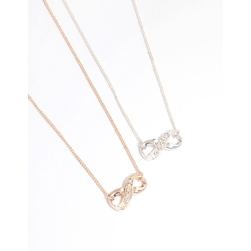Mixed Metal Diamante Infinity Necklace Pack