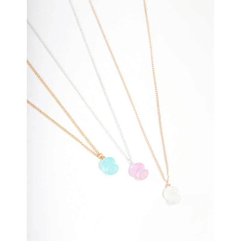 Mixed Metal Glow In The Dark Mushroom Necklace 3-Pack