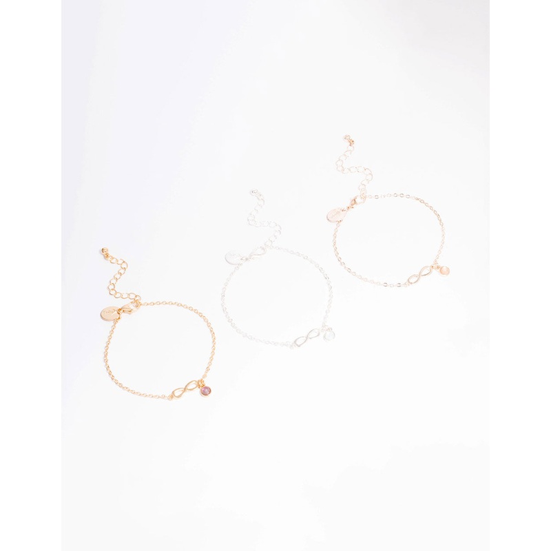 Mixed Metal Infinity Bracelet 3-Pack