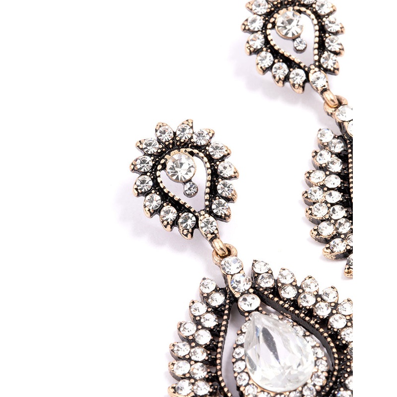 Burnished Gold Multi Stone Drop Earrings