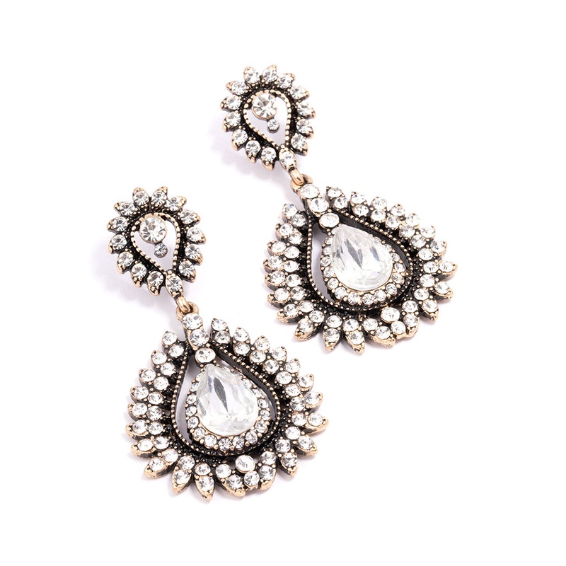 Burnished Gold Multi Stone Drop Earrings