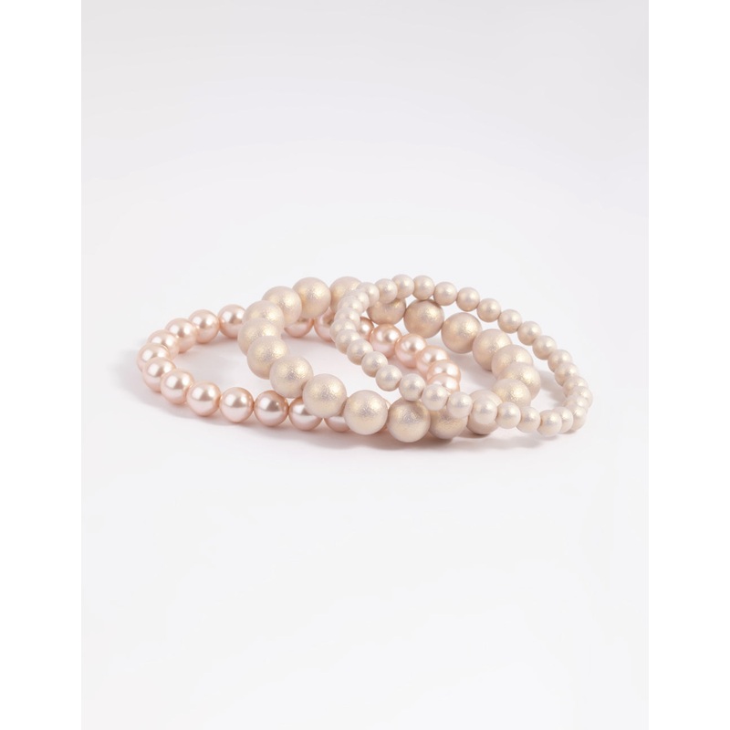 Gold Pearl & Bread Stretch Bracelet Pack