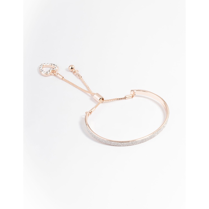 Rose Gold Glitter Bangle with Toggle Bracelet