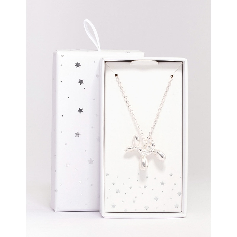 Silver Bubble Dog Short Necklace