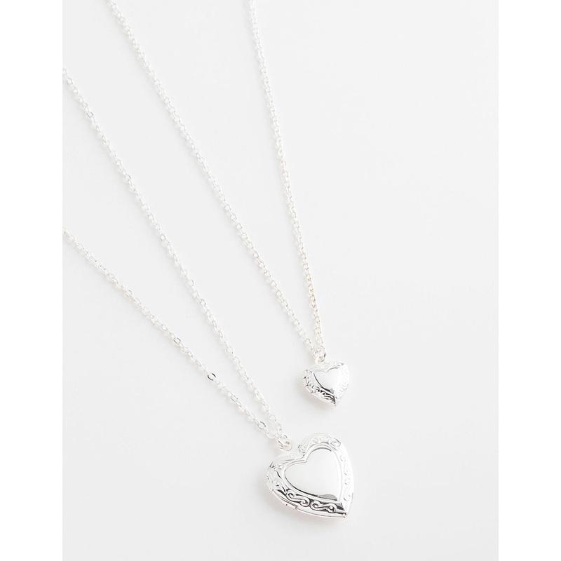 Silver Filigree Heart Locket Necklace Pack