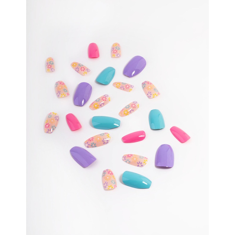 Bright Flower Press On Nails