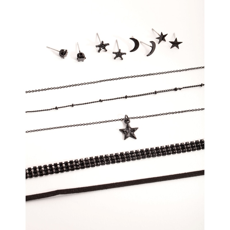 Matte Mini Earring & Necklace 9-Pack Set