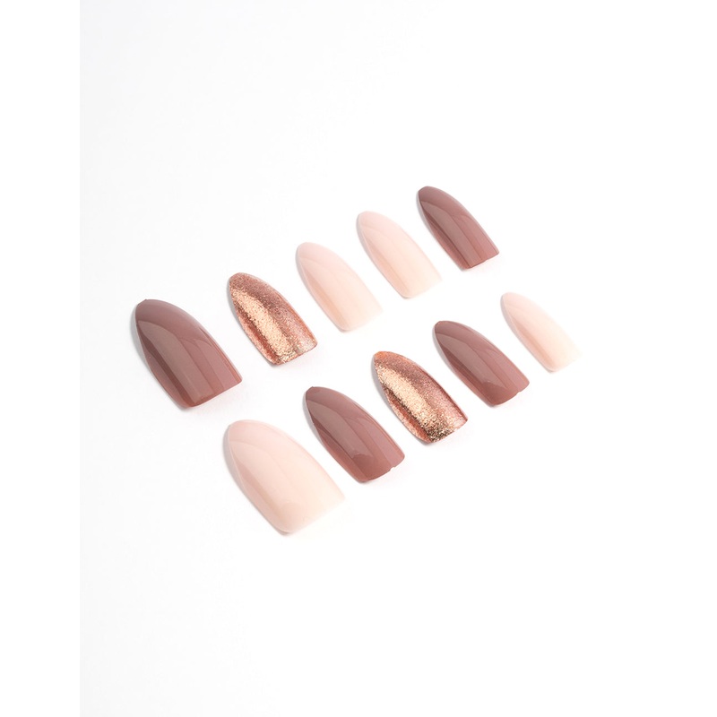 Plastic Bronze Mixed Metallic Press On Nails