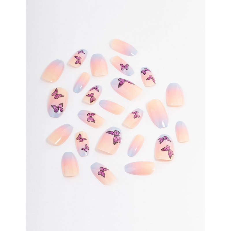 Plastic Butterfly Ombre Press On Nails