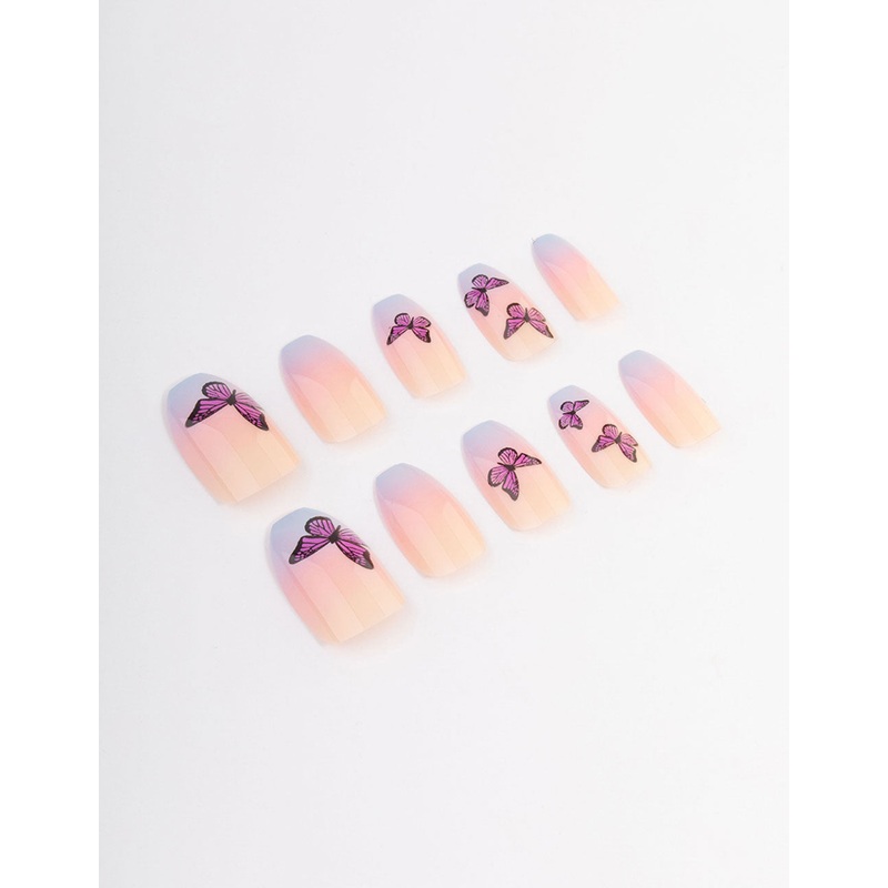 Plastic Butterfly Ombre Press On Nails