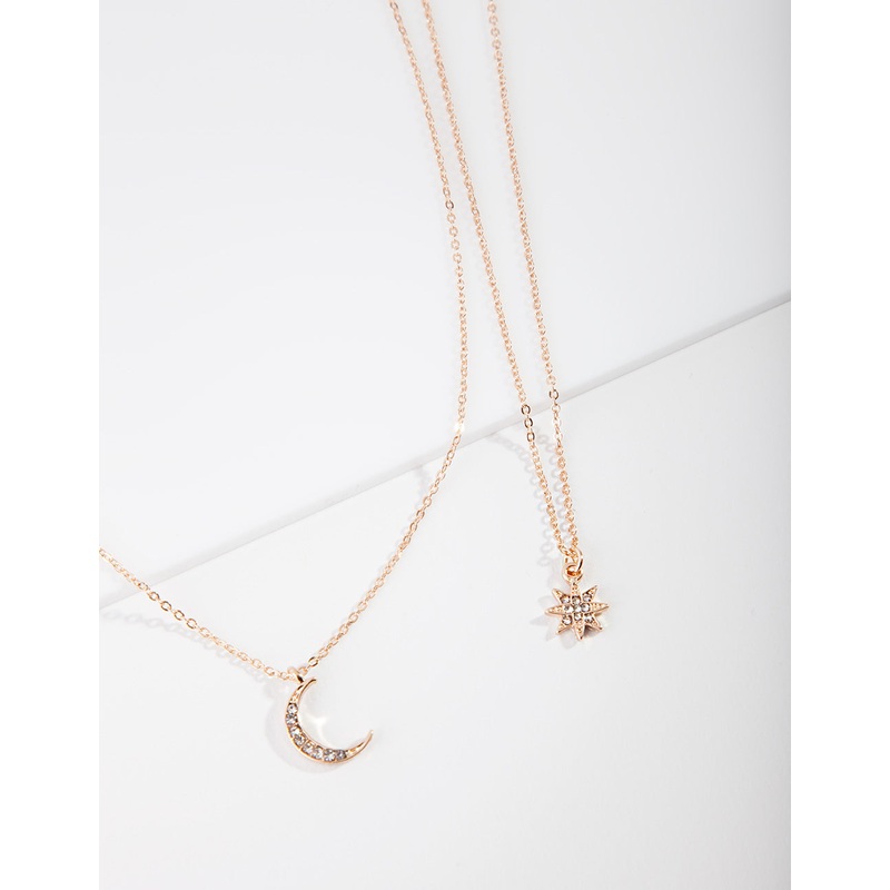 Gold Diamante Celestial Layer Necklace