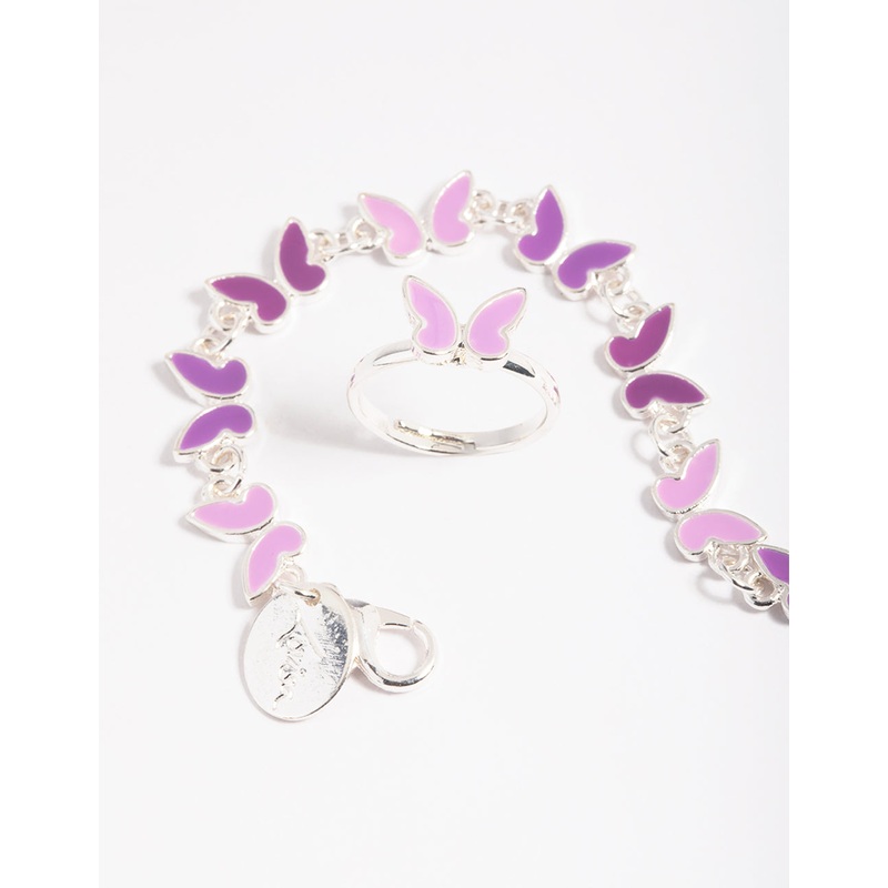 Kids Butterfly Bracelet & Ring Set