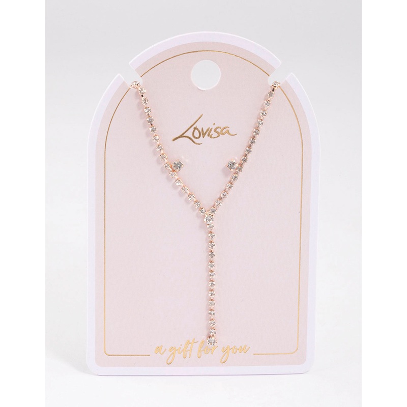 Rose Gold Y-Shaped Cup Chain Necklace & Earring Set