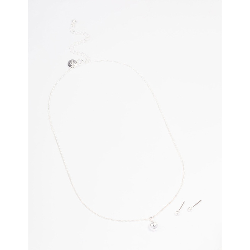 Silver Plain Ball Jewellery Set